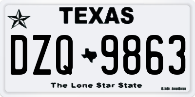 TX license plate DZQ9863