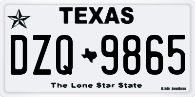 TX license plate DZQ9865