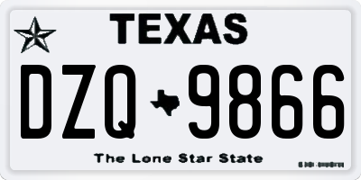 TX license plate DZQ9866