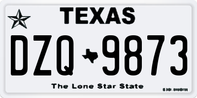 TX license plate DZQ9873