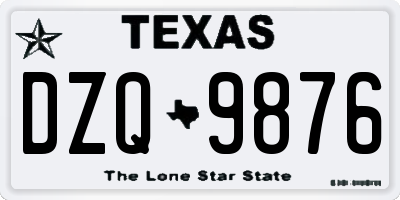 TX license plate DZQ9876