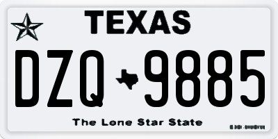 TX license plate DZQ9885