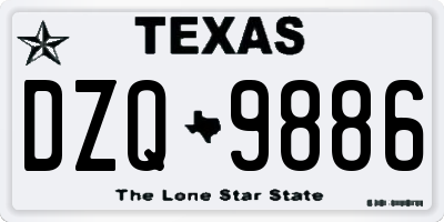 TX license plate DZQ9886