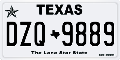 TX license plate DZQ9889