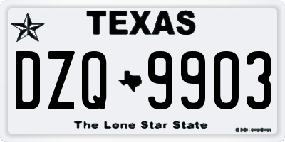 TX license plate DZQ9903