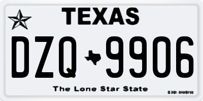 TX license plate DZQ9906
