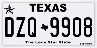 TX license plate DZQ9908