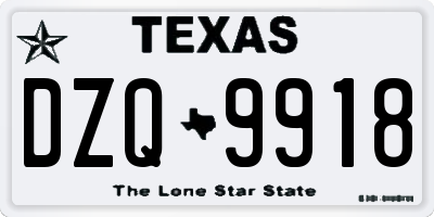 TX license plate DZQ9918