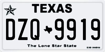 TX license plate DZQ9919