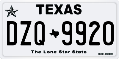 TX license plate DZQ9920