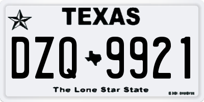 TX license plate DZQ9921