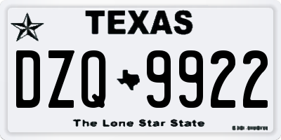 TX license plate DZQ9922