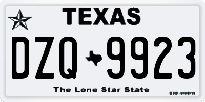 TX license plate DZQ9923