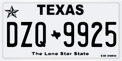 TX license plate DZQ9925