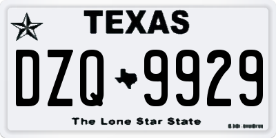 TX license plate DZQ9929