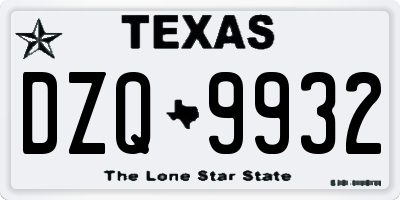 TX license plate DZQ9932