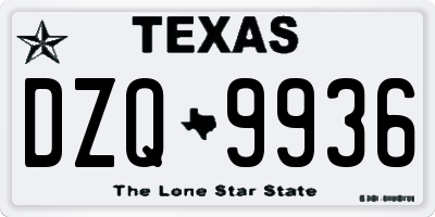 TX license plate DZQ9936