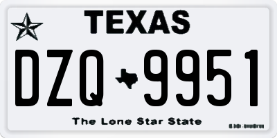 TX license plate DZQ9951