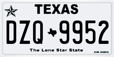 TX license plate DZQ9952