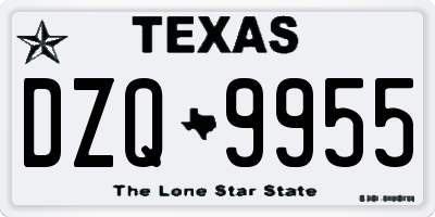 TX license plate DZQ9955