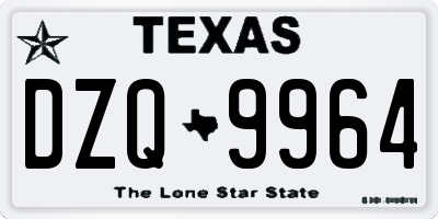 TX license plate DZQ9964