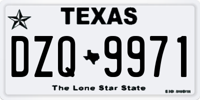 TX license plate DZQ9971