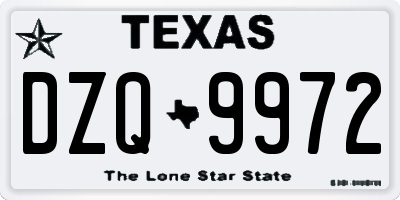 TX license plate DZQ9972
