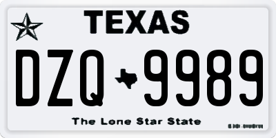 TX license plate DZQ9989