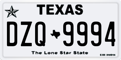 TX license plate DZQ9994