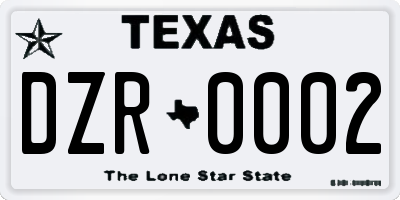 TX license plate DZR0002