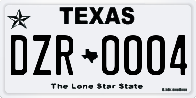 TX license plate DZR0004