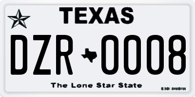 TX license plate DZR0008