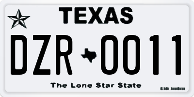 TX license plate DZR0011