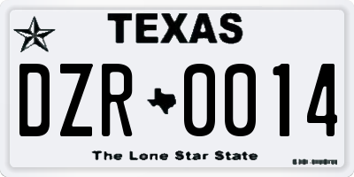 TX license plate DZR0014