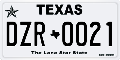 TX license plate DZR0021