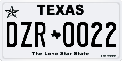 TX license plate DZR0022