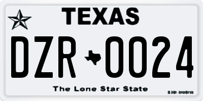 TX license plate DZR0024