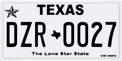 TX license plate DZR0027
