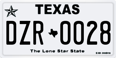 TX license plate DZR0028