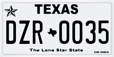 TX license plate DZR0035