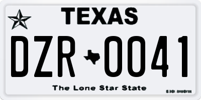 TX license plate DZR0041