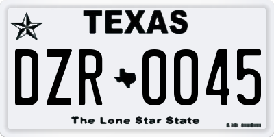 TX license plate DZR0045