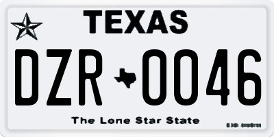 TX license plate DZR0046