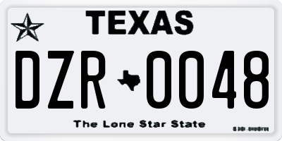 TX license plate DZR0048