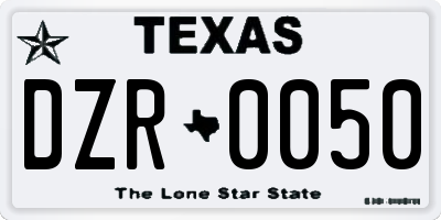 TX license plate DZR0050