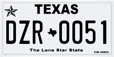 TX license plate DZR0051