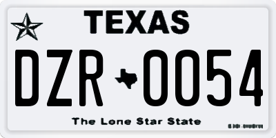 TX license plate DZR0054