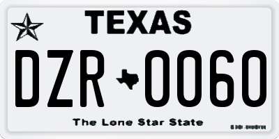 TX license plate DZR0060
