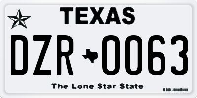 TX license plate DZR0063
