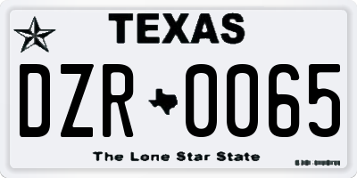 TX license plate DZR0065